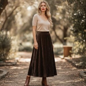 Y2K VTG David Dart Collection Brown Crushed Velvet Maxi Skirt